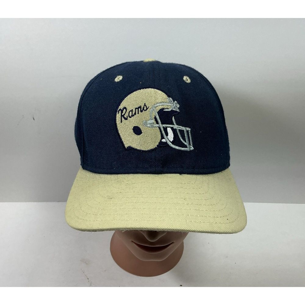 Delong‎ Rams Football Hat Blue Beige Baseball Cap Sz 7 3/8
